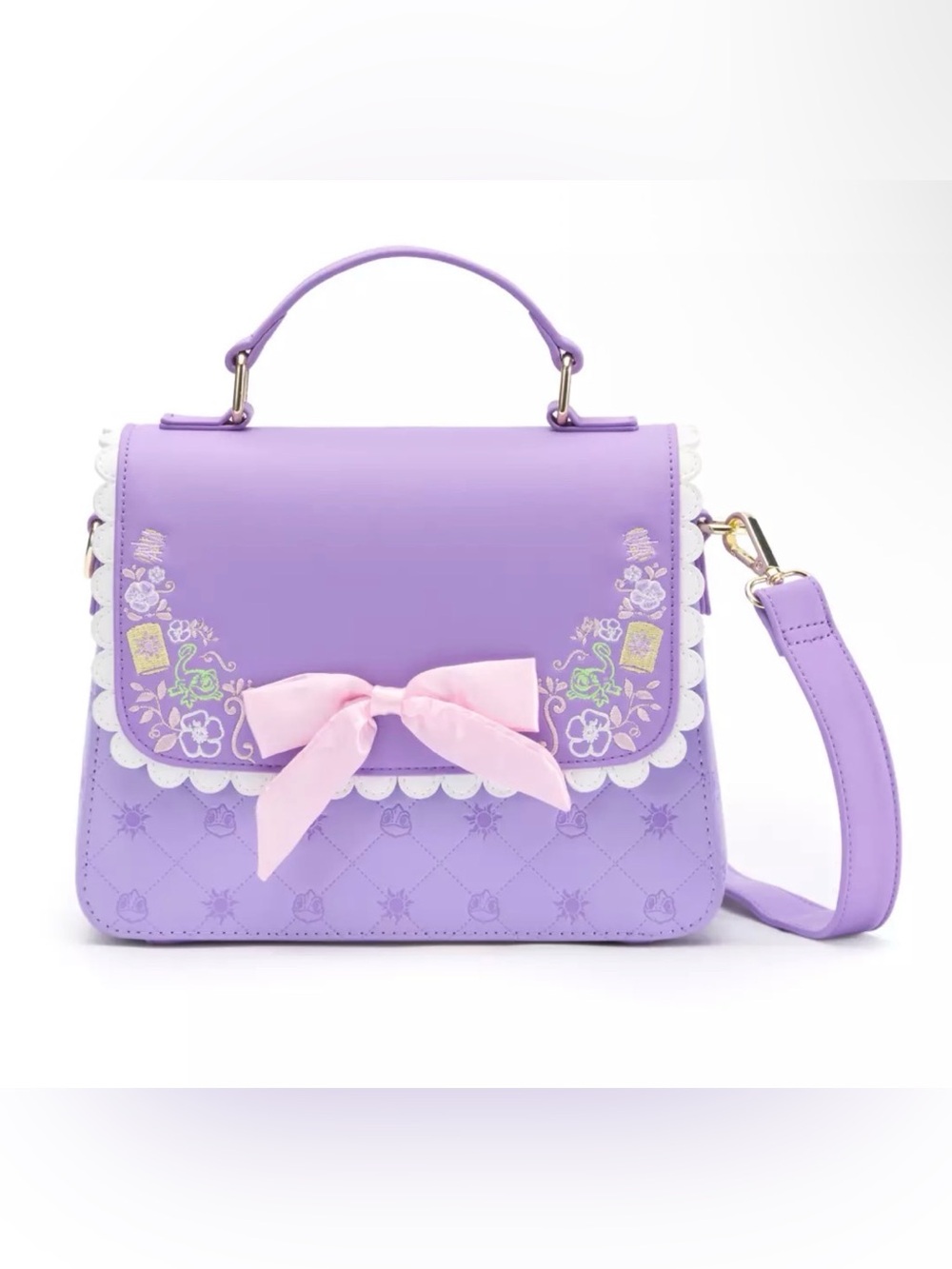 Rapunzel Tangled Loungefly Crossbody Bag with Bow & Floral Embroidery *NWT